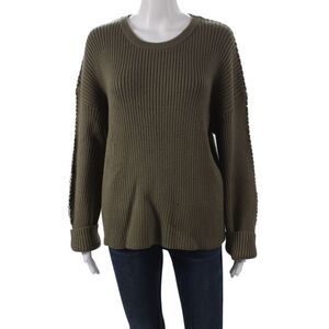 In February Womens Pullover Sweater Green Long Sleeve Round Neck Size L